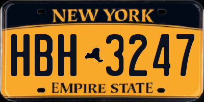 NY license plate HBH3247
