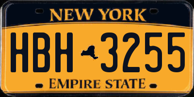 NY license plate HBH3255