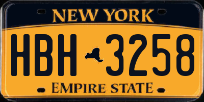 NY license plate HBH3258