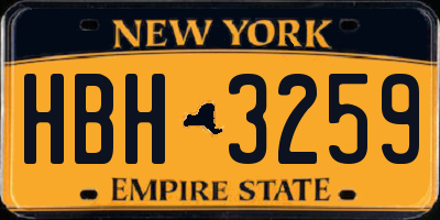 NY license plate HBH3259
