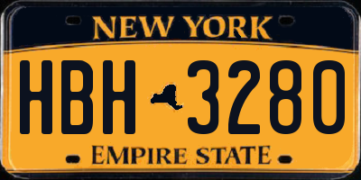 NY license plate HBH3280