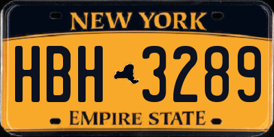 NY license plate HBH3289