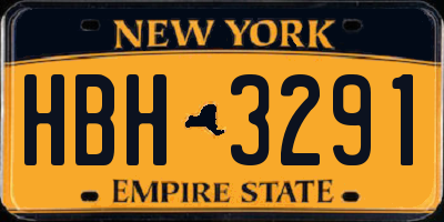 NY license plate HBH3291