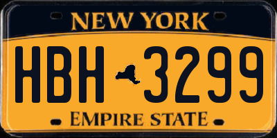 NY license plate HBH3299
