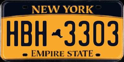 NY license plate HBH3303