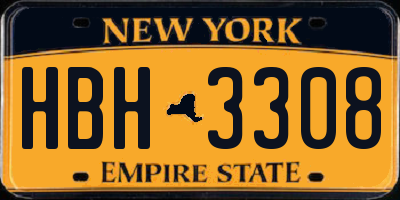 NY license plate HBH3308