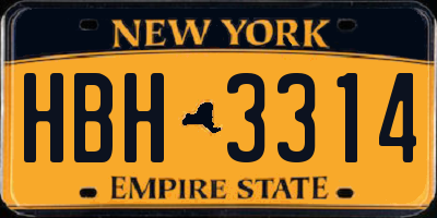 NY license plate HBH3314