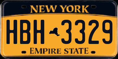 NY license plate HBH3329