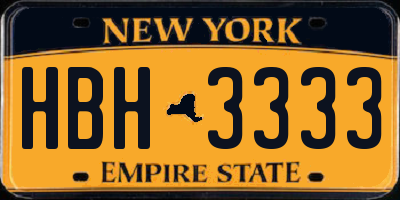 NY license plate HBH3333