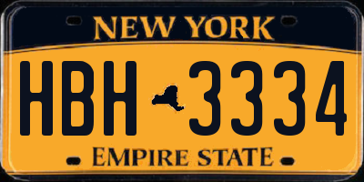 NY license plate HBH3334