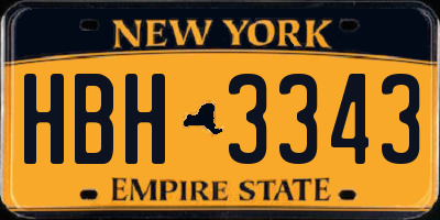 NY license plate HBH3343