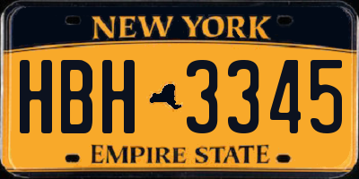 NY license plate HBH3345