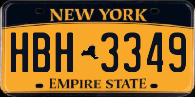 NY license plate HBH3349