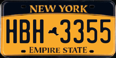 NY license plate HBH3355