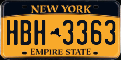 NY license plate HBH3363
