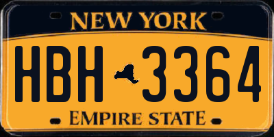 NY license plate HBH3364