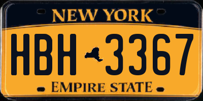 NY license plate HBH3367