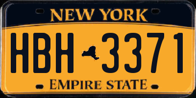 NY license plate HBH3371