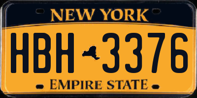 NY license plate HBH3376