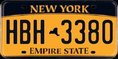 NY license plate HBH3380