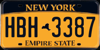 NY license plate HBH3387