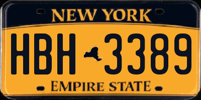 NY license plate HBH3389