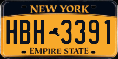 NY license plate HBH3391