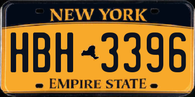 NY license plate HBH3396