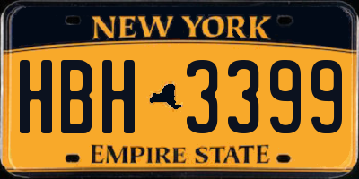 NY license plate HBH3399