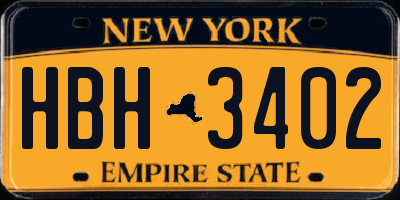 NY license plate HBH3402