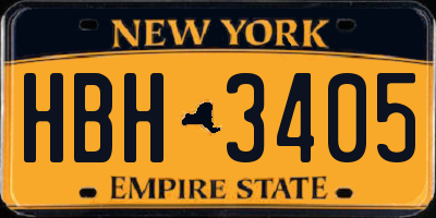 NY license plate HBH3405