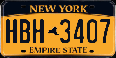 NY license plate HBH3407