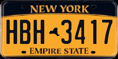 NY license plate HBH3417