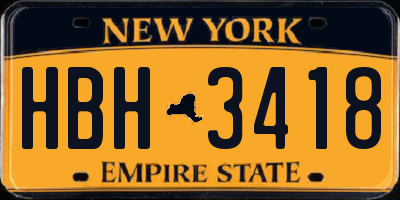 NY license plate HBH3418