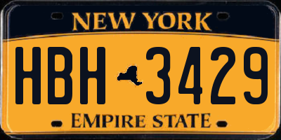 NY license plate HBH3429