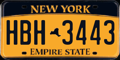 NY license plate HBH3443