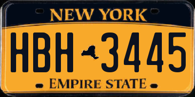 NY license plate HBH3445