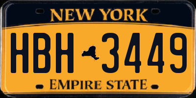 NY license plate HBH3449