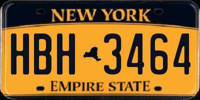NY license plate HBH3464