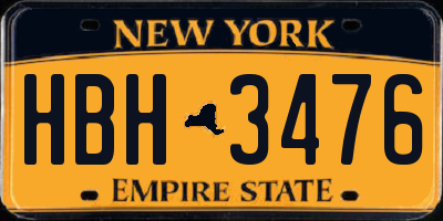 NY license plate HBH3476