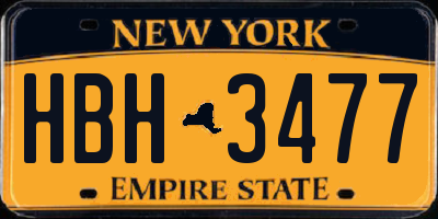 NY license plate HBH3477
