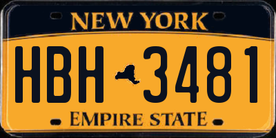 NY license plate HBH3481
