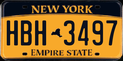 NY license plate HBH3497