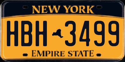 NY license plate HBH3499