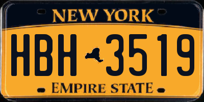 NY license plate HBH3519