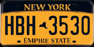 NY license plate HBH3530