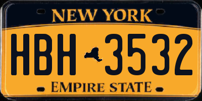 NY license plate HBH3532