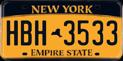 NY license plate HBH3533