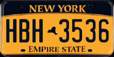 NY license plate HBH3536
