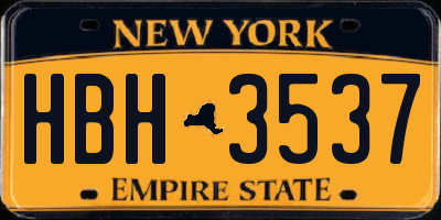 NY license plate HBH3537